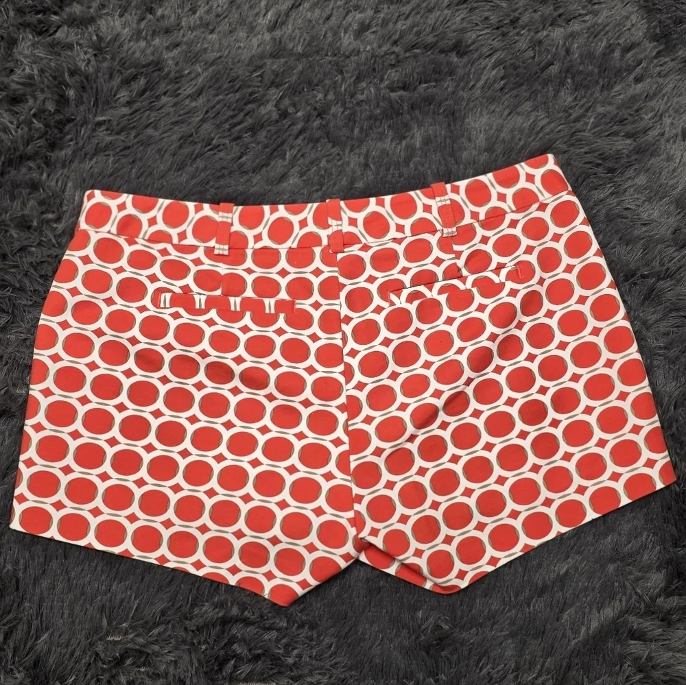 Michael Kors Orange &White Geometric Print Shorts. Size 6. NWOT